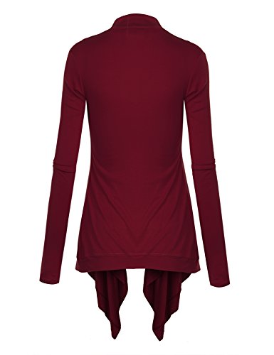 Image of Lock and Love Women's Draped Front Open Asymmetrical Cardigan - Casual Long Sleeve Lightweight Duster