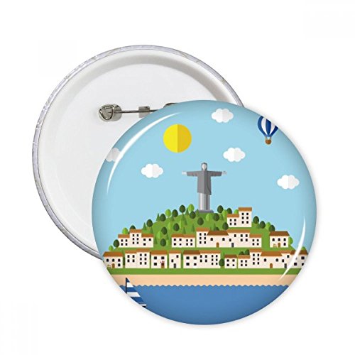 Badge bouton cadeau Brésil, lot de 5 pins thématiques Mont Corcovado pour offrir à un ami