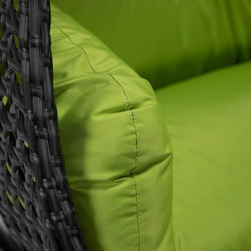 Image of Double Seater Hammock Swing Chair with Stand & Cushion | Heavy Duty Powder Coated Steel Frame | Outdoor Indoor Hanging Swing for Patio Balcony Garden Terrace Living Room (Black-Light.Green)