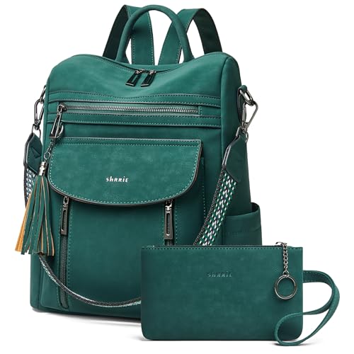 Shrrie Backpack Purse for Women Fashion Leather Backpack Purse Designer Travel Backpack Convertible Shoulder Bag with Wristlet