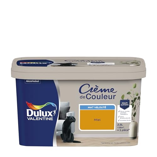 Dulux Valentine Crème de Couleur - Peinture multi-supports intérieure - Mat Miel 2,5 L
