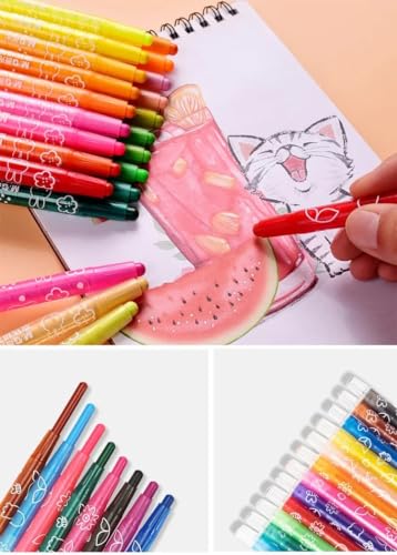 Image of Cots and Cuddles 24 Shades Twisting Rolling Crayons for Kids | Smooth & Mess-Free Coloring | Art & Craft Supplies for School & Home | Non-Toxic & Easy to Use, Multicolor | Best Return Gift for Kids