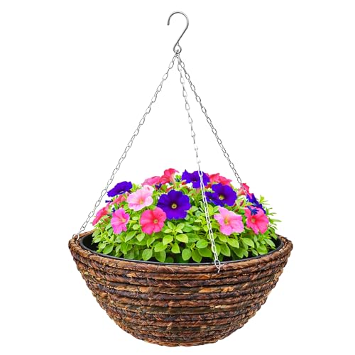 Kingfisher 12in (30cm) Dark Rattan Hanging Basket