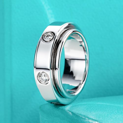 AnuClub Moissanite Gear Spinner Rings 2/2.5mm D Color VVS1 Moissanite Fidget Bands Eternity Rings for Women4