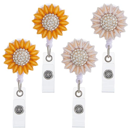 Porte-badge rétractable tournesol pour badge étudiant et carte employé