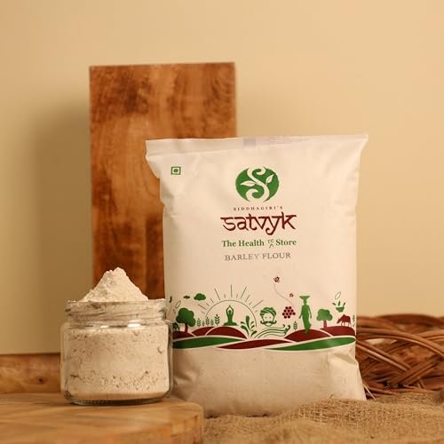 Image of S Siddhagiri's SATVYK THE HEALTH re STORE Barley Flour (1kg) - 100% Whole Barley Atta | Stone Grounded | Rich In Fibre & Protein | Soft Fluffy Rotis | Freshly Grounded
