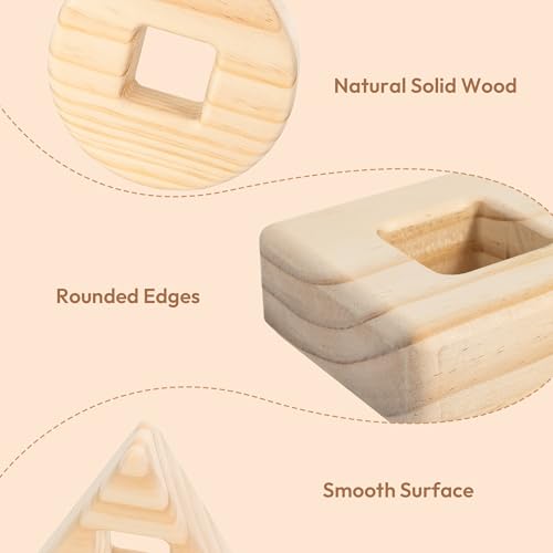 Image of Woodtoe Large Rainbow Gem Blocks, 16 PCS Stacking Blocks for Toddlers 1-3 | Includes 3 Wooden Shapes, Montessori Sensory Toy, Creative Acrylic Blocks, No Choking Hazard, Birthday Gift for 1 2 3 Years