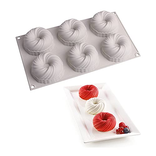 6 Cavity Swirl Shapes Silicone Cake Mold Form Chocolate Cookies Pudding Ice Cream Trays Pastry Baking Tools Bakeware Pan