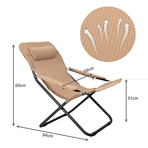 Chaise de camping pliable pour soulager le dos avec son dossier réglable en textilène