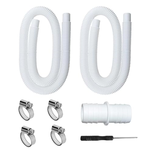 SIGANDG Manguera 32mm Piscina 2 Pezzi Tubo Piscina Manguera de repuesto con 4 Abrazaderas de Metal para Piscinas Elevadas,Manguera de Filtro para Piscinas(150CM)