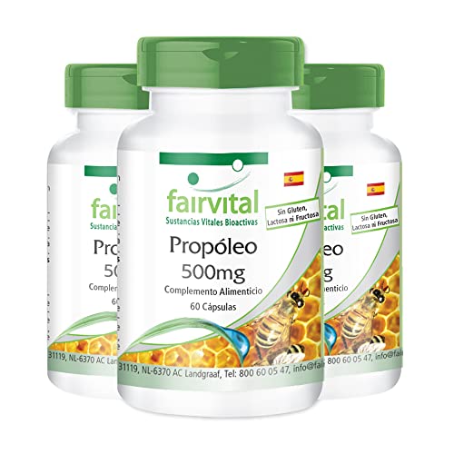 Fairvital | Propóleo 500mg - Extracto de Propolis - Dosis elevada - 3% de Galangina - 180 Cápsulas (60 x 3) - Calidad Alemana