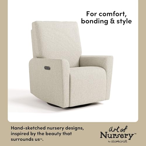 image for Storkcraft Santorini Deluxe Power Recliner Swivel Glider (Dune Basketw