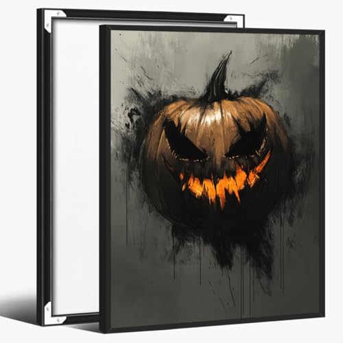 Eerie Halloween Pumpkin Lantern Canvas Print – Spooky Horror Wall