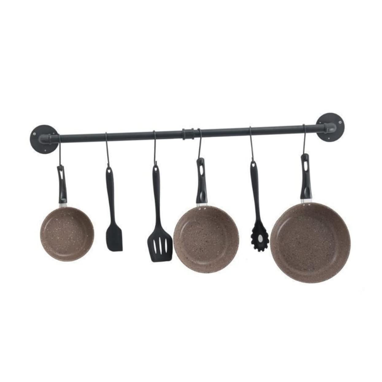 Support de Rangement Mural pour Casseroles et Poêles, Fer Noir, 1 Set