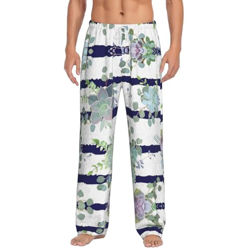 Pantalon de pyjama en flanelle à rayures pour homme confort