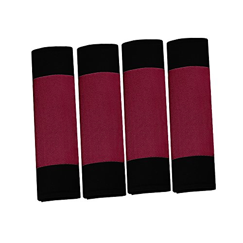 Image of FH Group Universal Fit Modernistic and Seat Belt Pads Combo Set Steering Wheel Cover Fits Most Cars, SUVs Burgundy