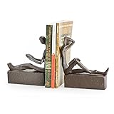 Danya B. ZI09013 Decorative Book Shelf Decor - Man and Woman Reading Metal Bookend Set