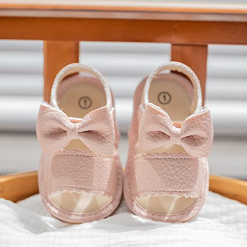 Image of HsdsBebe Baby Girls Sandals Bohemia Flower Bow Soft Sole Toddler First Walkers Beach Summer Shoes