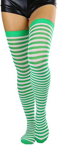 Image of ToBeInStyle Women's Opaque Hosiery Thin Striped Thigh High Long Stocking