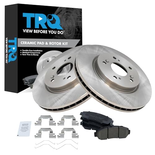 TRQ Front Ceramic Brake Pad and Rotor Set Compatible with 2012-2016 Honda CR-V All Wheel Drive 2012-2015 Honda Crosstour All Wheel Drive 2011 Honda Accord Crosstour All Wheel Drive