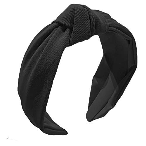 Headband for Women, Knotted Wide Headband, Yoga Hair Band Fashion Elastic Hair Accessories for Women and Girls (Black)