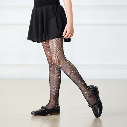 Century Star Girls Fishnet Stockings Rhinestone Sparkle Tights for Toddlers - Glitter Kids Halloween Tights3