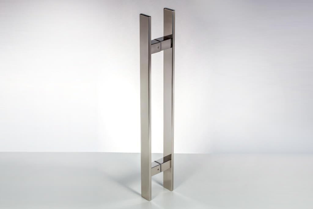 24 Inch Modern Door Handle Pulls in Chrome Mirror Polish Finish, Stainless Steel Barn Door Handles Exterior Interior Handle for Sliding Glass Doors Wooden Single or French Doors, Flat Rectangular Bar