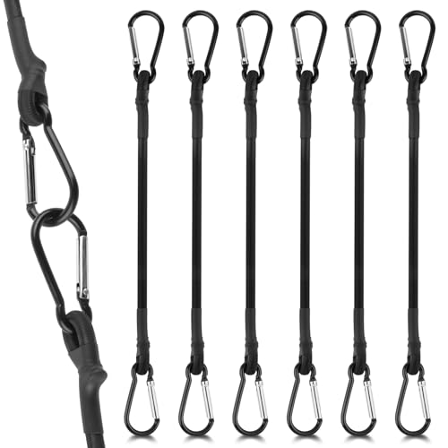 6 Gomas Tensoras con Mosquetón 30CM Pulpos Elasticos con Gancho Tensor De Equipaje Gomas Elasticas 100% Látex para Maletas Bicicleta Motos Camping toldos Lonas jardín Coche Carga