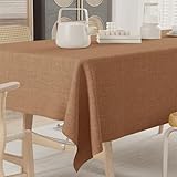 KLUOT Tischdecke 100 x 100 cm braun Bügelfreie Tischdecken Baumwoll-Leinen Tischtuch für Terrassen- und Couchtisc