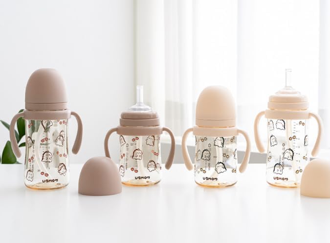 UBMOM No-spill, Backflow prevention Sippy Cup with Straw, PPSU Learner Cup with Handle for Baby and Toddlers, BPA free, 6.76oz (Daino_Choco) - Image 6