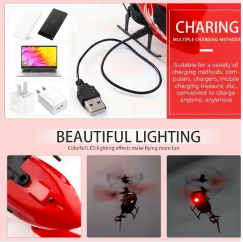 Image of Dual-Mode RC Helicopter - Induction Hand Sensor & Remote Control Flying Toy for Kids | USB Rechargeable Mini Drone with 3D LED Lights & Auto-Hover Technology (Red)