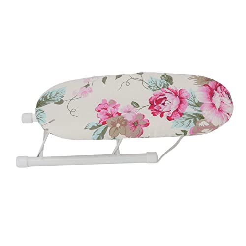 Small Tabletop Ironing Board, 10in Portable Ironing Board with Folding Legs, Cotton Cover, Stable Countertop Ironing Board for Sewing, Craft Room, Dorm, Home Travel (Peony Flower)