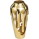 Deco 79 Aluminum Metal Decorative Vase Drip Centerpiece Vase with Melting Designed Body, Vase for Home Decoration 7' x 7' x 15', Gold