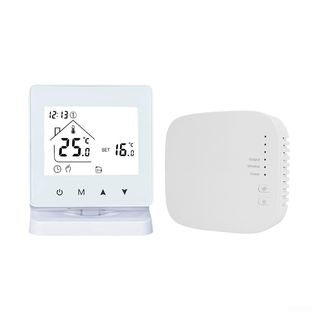 Thermostat programmable sans fil RF433 pour chaudière à gaz et commande vocale, contrôleur de température mural, double alimentation, écran LCD (pas de WiFi)