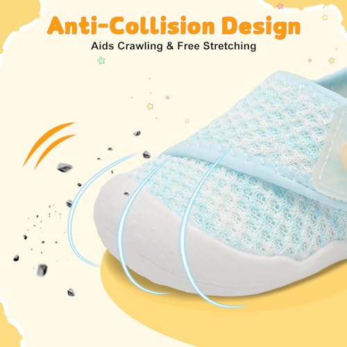 Image of FEETCITY Baby First Walking Shoes Wide Baby Shoes Infant Sneakers Newborn Crib Shoe Barefoot Lightweight Slip On Shoe