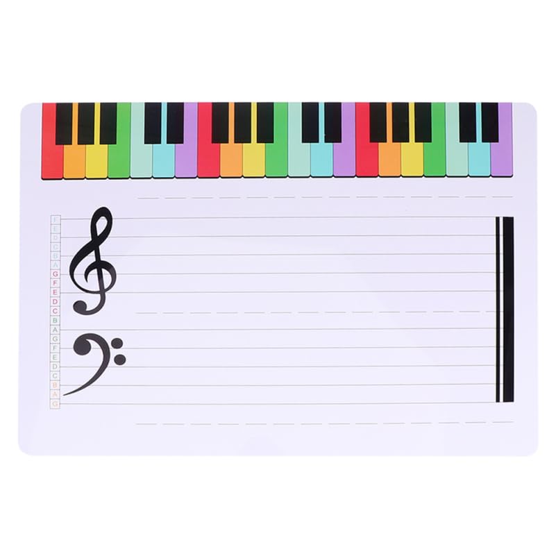 SEWACC Beginner's Practice Tool Erasable Stave Whiteboard Music Education Aid, Assorted Color, 28.40X21.00X0.10CM