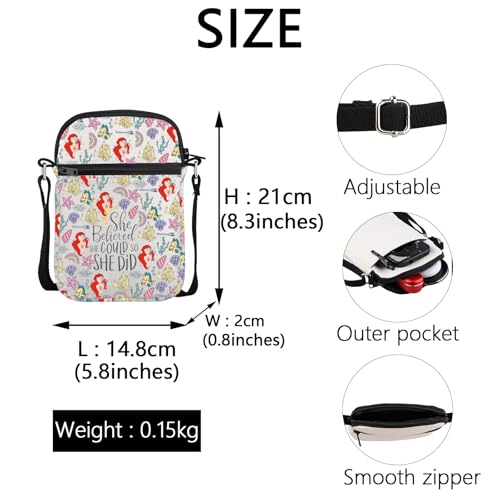 MEIKIUP Mermaid Crossbody Bag Mermaid Princess Fans Gift Fairy Tale Shoulder Bag Princess Birthday Gift for Daughter4