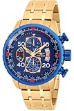 [インビクタ]Invicta 腕時計 Aviator メンズ 石英 48mm ケース ゴールド ステンレス鋼ストラップ 青ダイヤル 19173 メンズ 【正規輸入品】 [並行輸入品]
