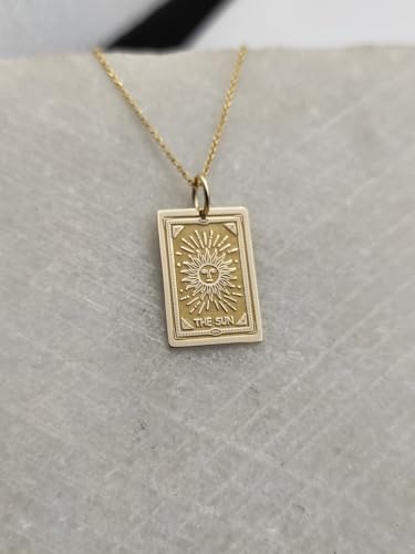 Cadena de 45 cm con dije de tarot de sol rectangular en plata de ley 925 para mujer 3