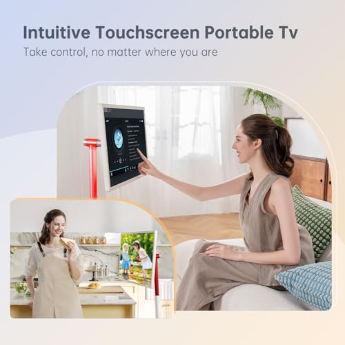 Image of KTC 32 Inch MegPad 4K Touchscreen Smart Portable TV Monitor with Android 13 Google EDLA-Certified, 9500mAh Built-in Battery Mobile Screen on Wheels, Wireless Remote Control, 8+128GB Octa-coreCPU