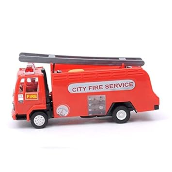 Plastic fire Truck, Without Battery with Pullback Action