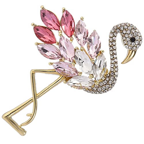 jojofuny Strass Flamingo Broschen Diamant Kristall Stehen Flamingo Vogel Tier Brosche Mantel Schalkragen Party Vintage Damen Cover