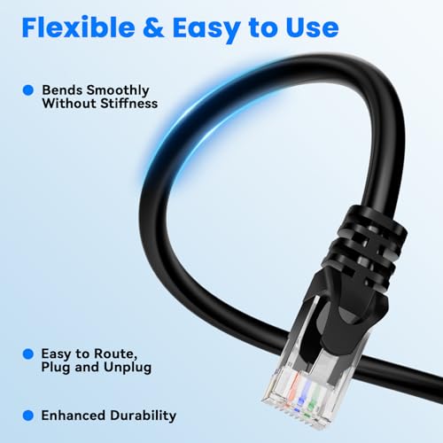 Cable Ethernet Cat6 20FT Negro Redondo RJ45 miniatura 5