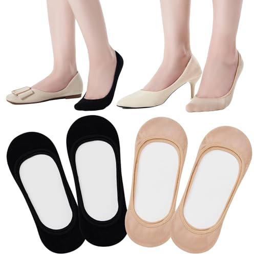No Show Socks Womens, Invisible Liner Non Slip & Low Cut Socks, Wear, Soft & Stretchable Summer 4 Pairs