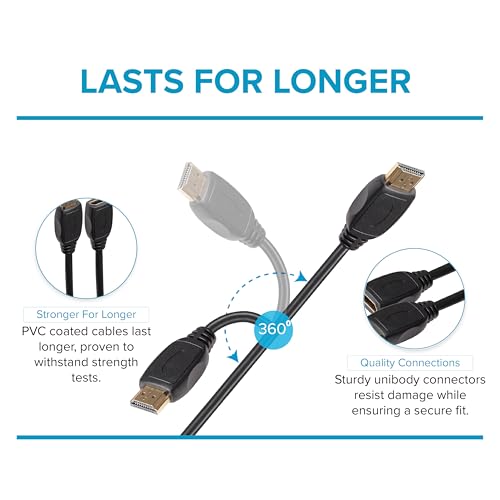 Maplin Hdmi Male To Hdmi Female 4K Ultra Hd Extension Cable 3M Black - 6