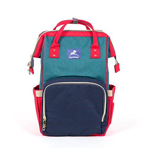 Sac à dos bébé pour couches et biberons avec matelas à langer intégré et crochets de poussette