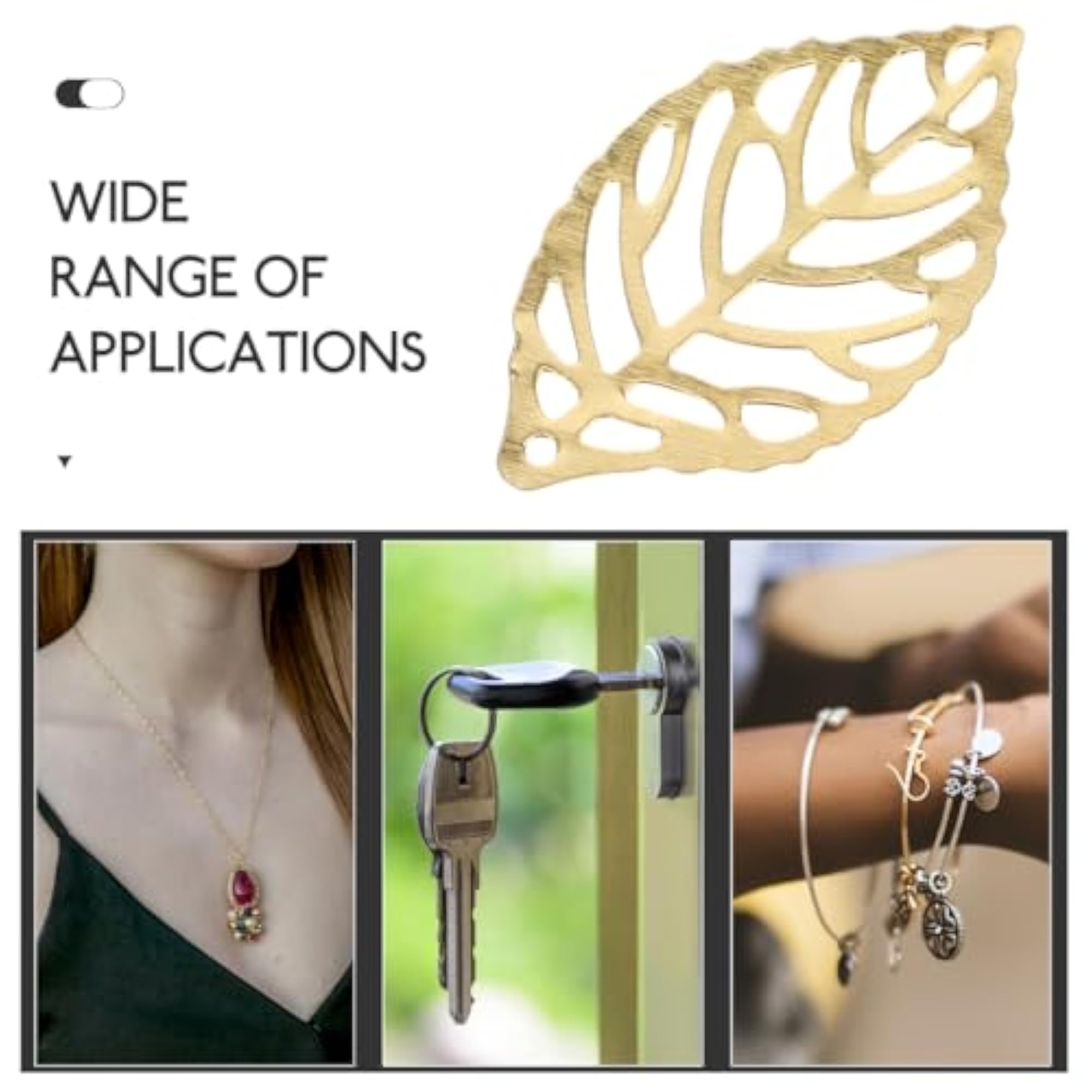 100Pcs Hollow Leaf Charms for DIY Jewellery Making
