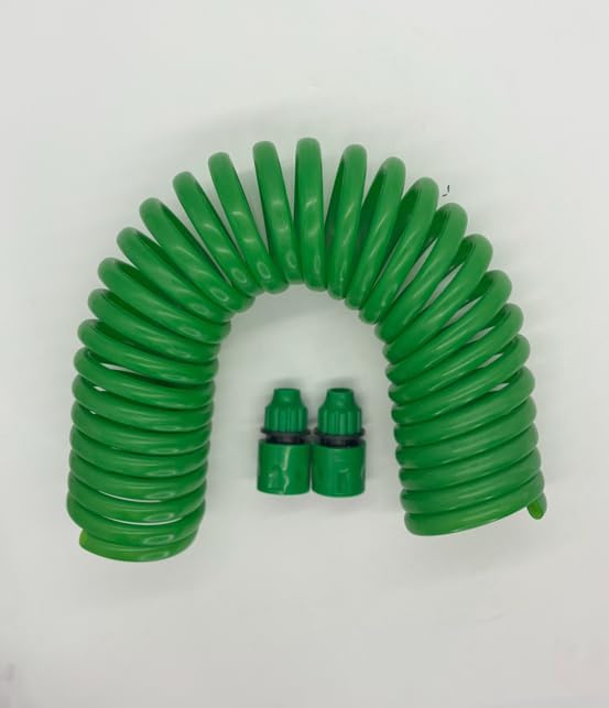 Miniatura 3 de Manguera de jardín de 8 pies, manguera de agua rizada con conectores de plástico, manguera de agua de jardín de retroceso, retráctil y resistente a