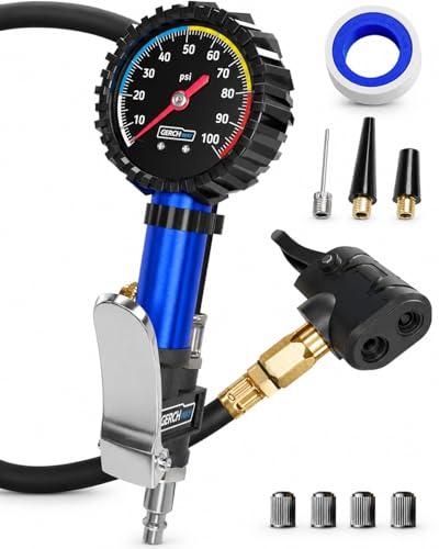 Presta Valve Adaptor Pump with Removable Schrader to Presta Valve Air Chuck Accurate Bike Tire Inflator & Pressure Gauge for Air Compressor 100 PSI