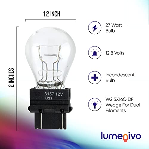 Replacement For Philips Automotive Lighting 3157Llb2 3157-27W Automotive Turn Signal Bulbs, Tail Light Bulbs, Brake Light Bulbs, Reverse Light Bulbs, Daytime Running Lights - Clear - 12.8V - 2 Pack #TOP1